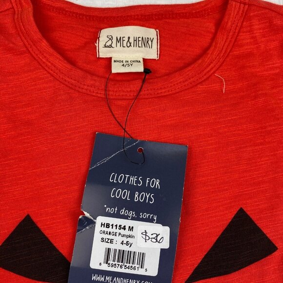 NWT ME & HENRY Orange Pumpkin Shirt Top Size 4 - 5 Jack 0 lantern Halloween - Picture 4 of 6